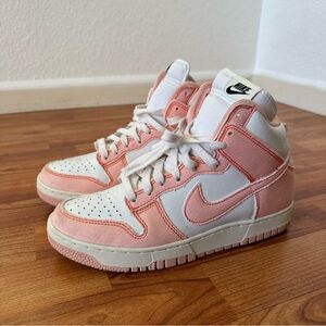 Size 9.5 Nike Dunk High Nike Women's Blush and White High-Top Sneakers